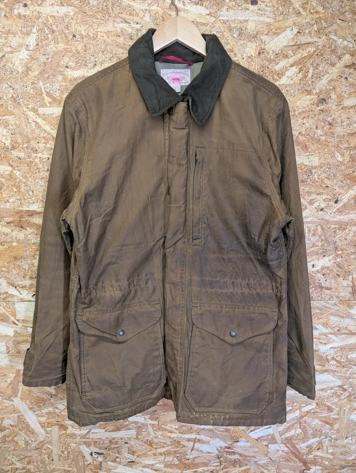 Filson Cover Cloth Mile Marker Coat Mens M Brown Zip 10409 USA Made Lined Wax