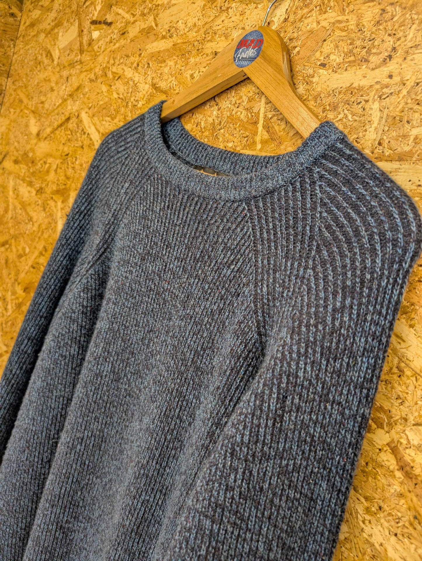 Barbour Country Tweed Jumper XL Crew Mens Vintage 90s Knit 100% Lambswool Blue