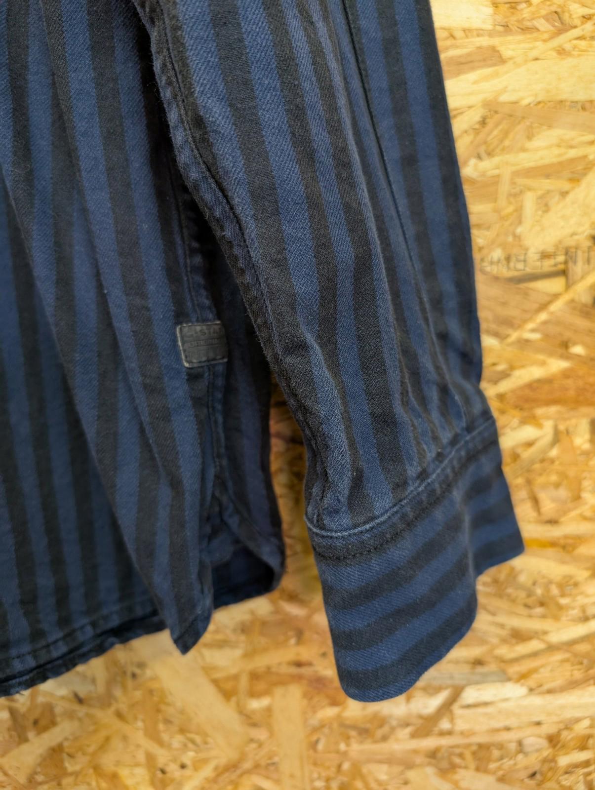 G-Star Raw Over-Shirt XXL Men Button-Up Stripe Navy Blue Heavy Duty Denim