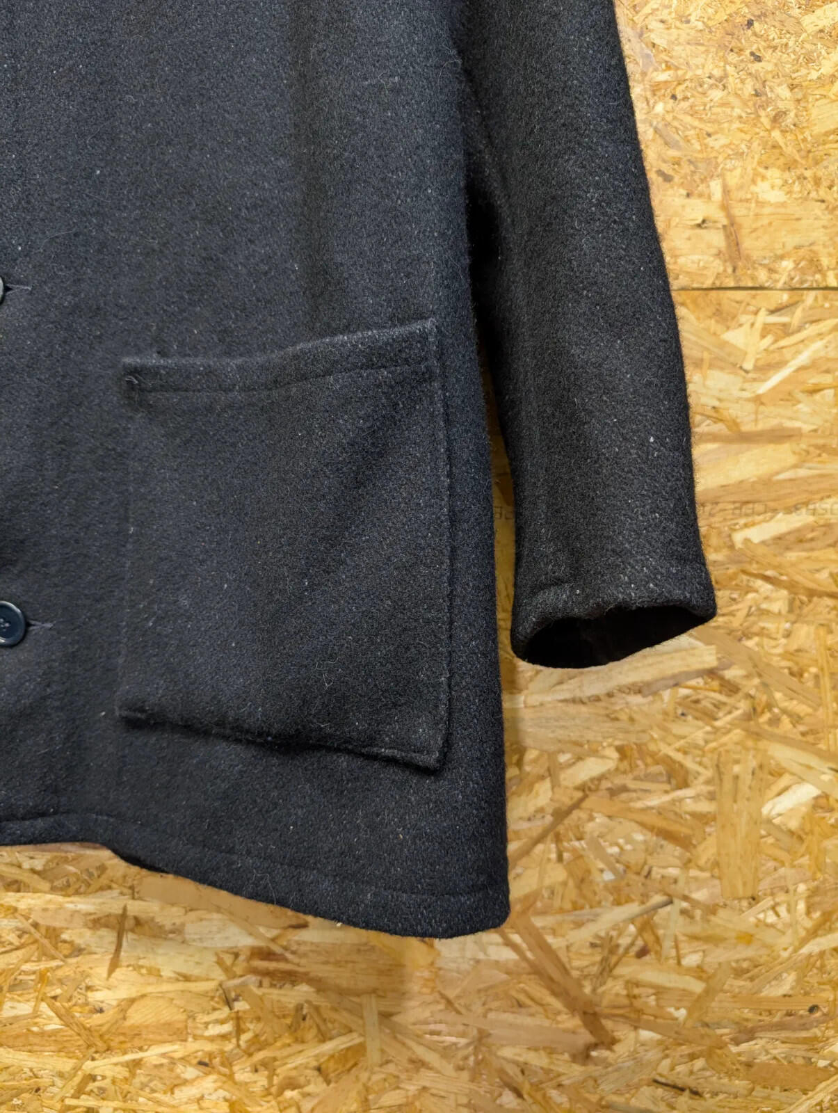 Vintage Donkey Jacket Mens Medium Black Orange NCB Coal Chore Wool 70s Button