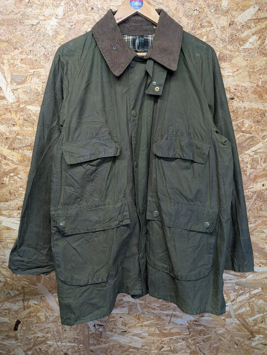 80s Barbour A100 Bedale Wax Jacket Men Large Green Cord Collar 1 Royal Warrant