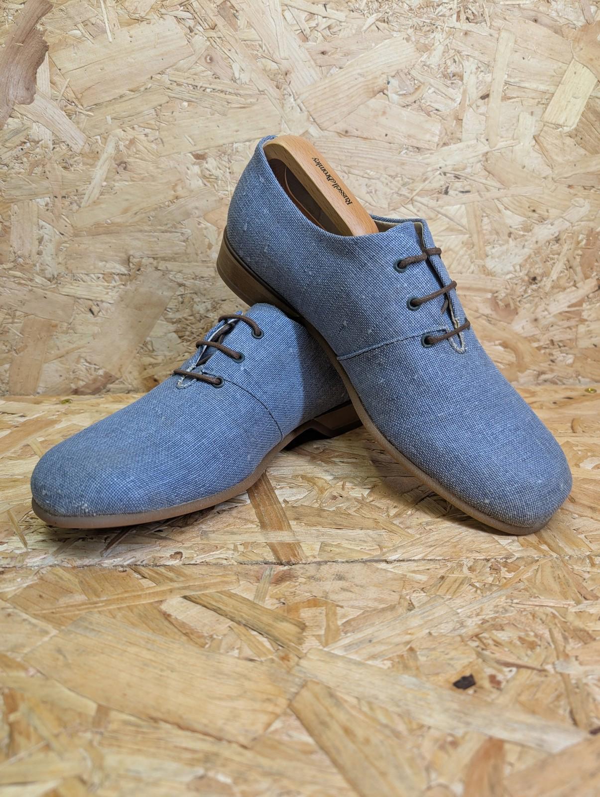 Shelly's Casual Mod Shoes Mens UK 8 Light Sky Blue Lace Up Canvas Oxford Vintage 90s