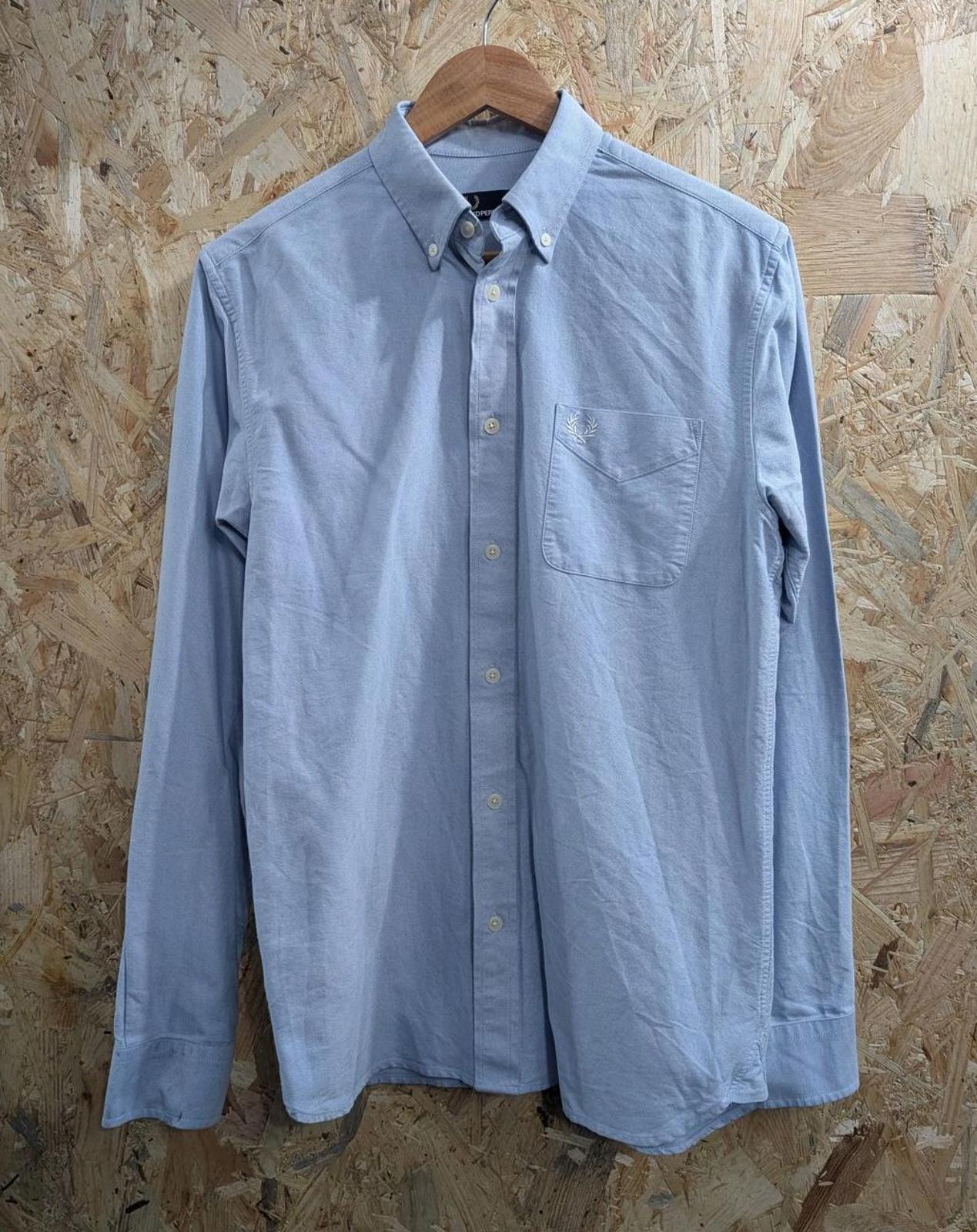 Fred Perry Shirt Small Men Light Blue Long Sleeve Casual Button Down Collar