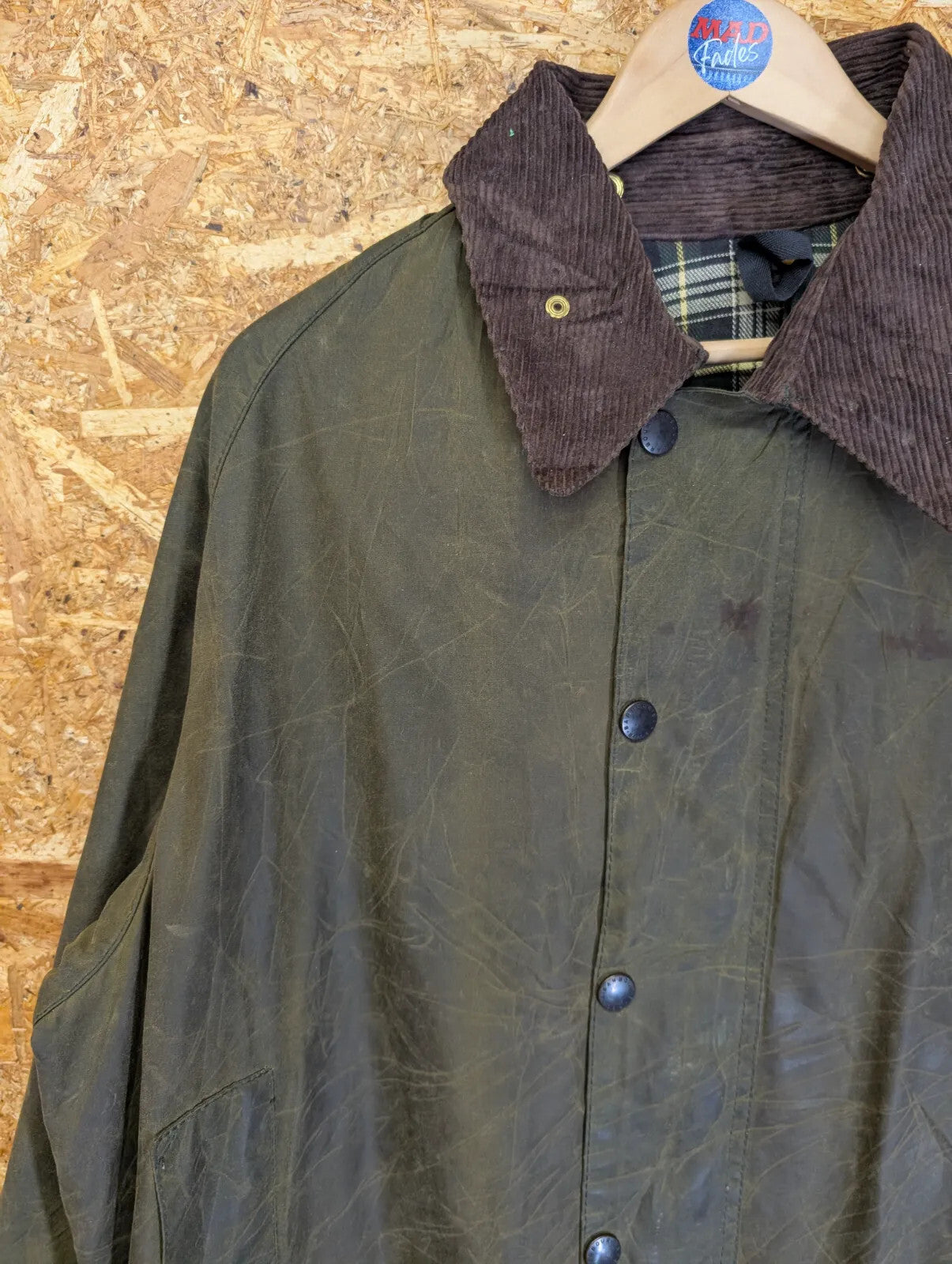 Vintage Barbour Beaufort Wax Jacket Men XL C44 112cm Olive Green A150 Cotton 90s