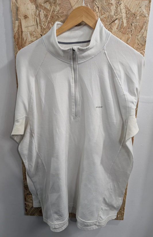 Patagonia Large Men Pullover Jumper 1/4 Zip White Hiking Tech Walking Base Layer