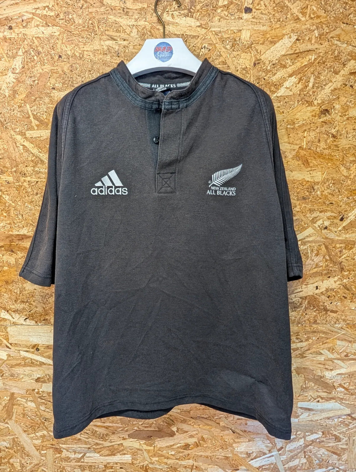Vintage All Blacks Rugby Mens Large Short Sleeve Shirt Adidas