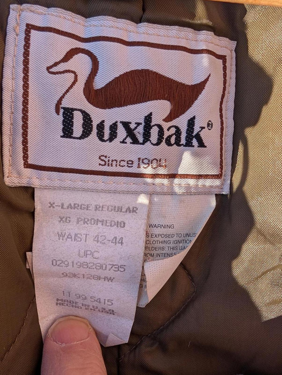 DuxBak Real Tree Camo Dungarees W42 XXL USA Bib Overall Insulated Waders Liner