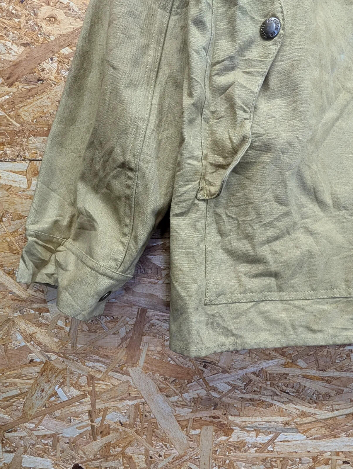 Filson Waxed Cotton Field Jacket Mens 46 Olive Snap Front Outdoor Workwear
