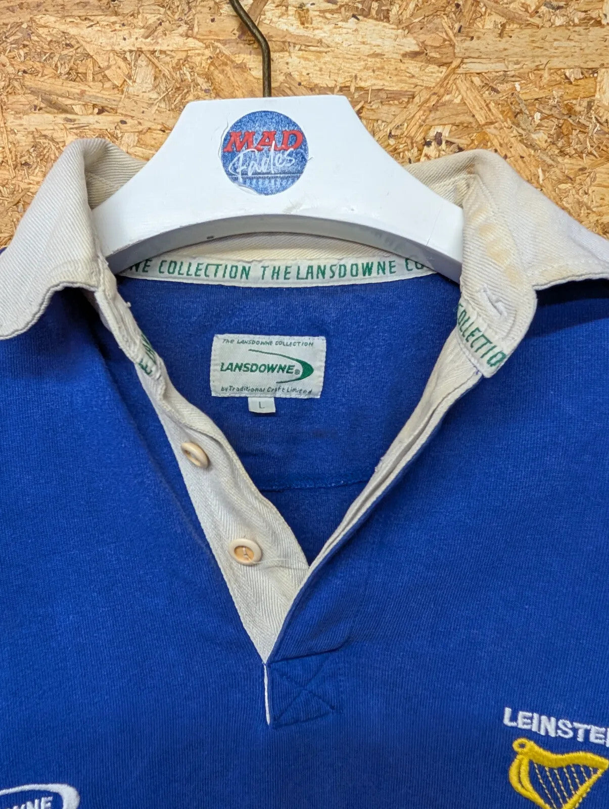 Leinster Rugby Shirt Mens Large Blue Stripe Irish Lansdowne Long Sleeve 90s