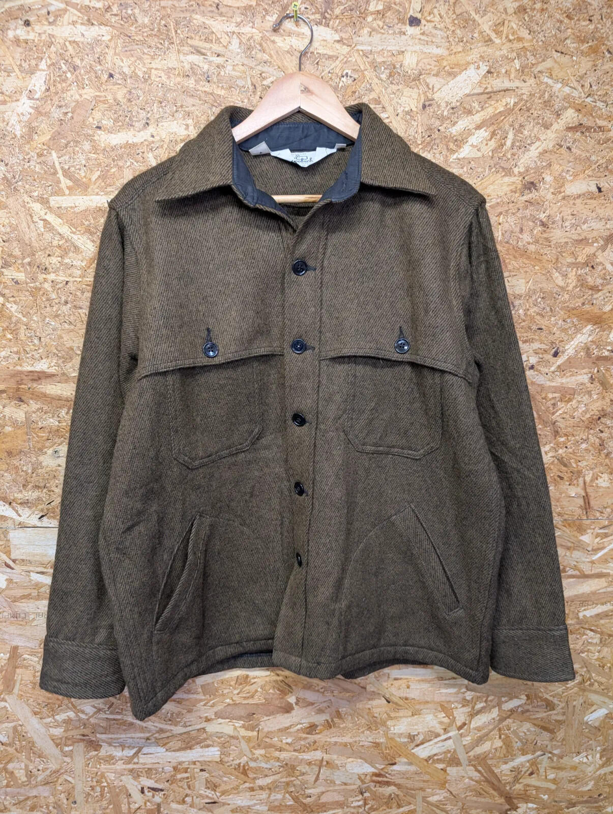 Vintage Woolrich Overshirt Jacket Mens Brown Wool Workwear USA 80s Mackinaw