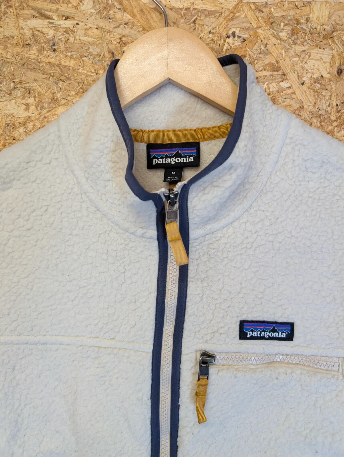 Patagonia Oatmeal Retro-X Pile Fleece Men Medium Vest Zip Cream Gilet Bodywarmer