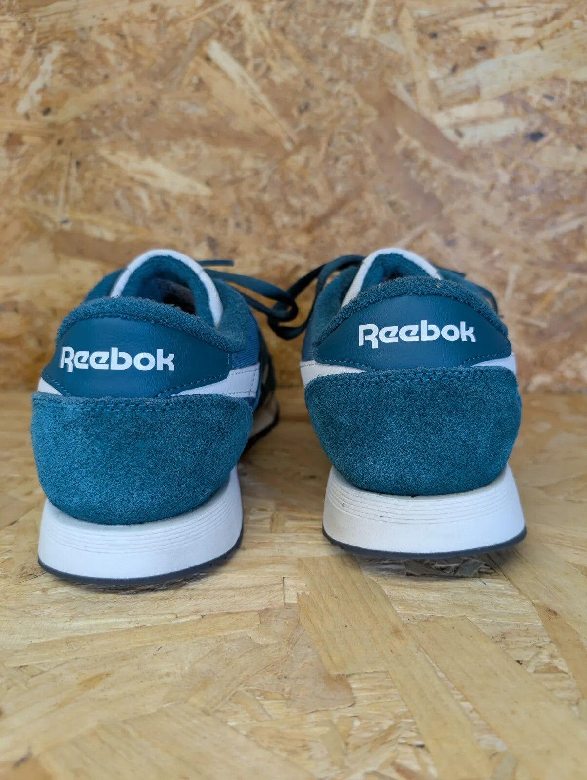 Reebok Classic Low Top Trainers Mens UK 8 Teal Green Suede Mesh Logo Lace Retro