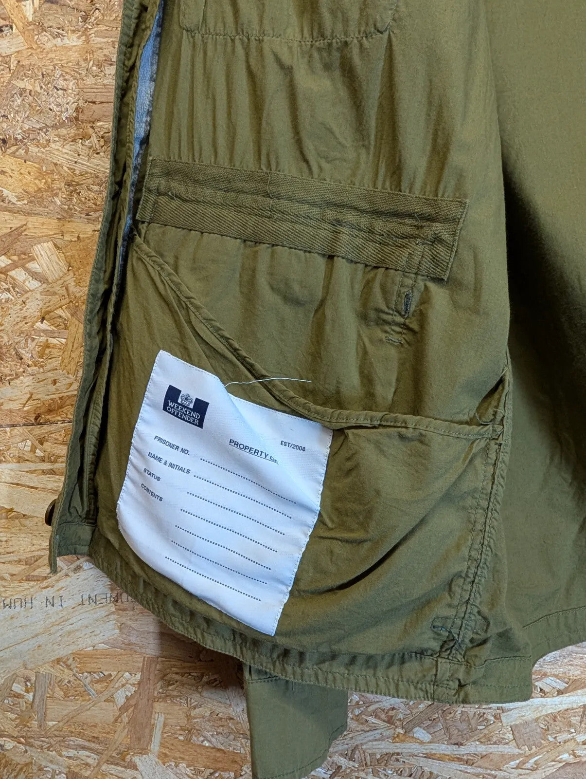 Weekend Offender Chore Jacket Mens Medium Khaki Green Cotton Pockets Overshirt