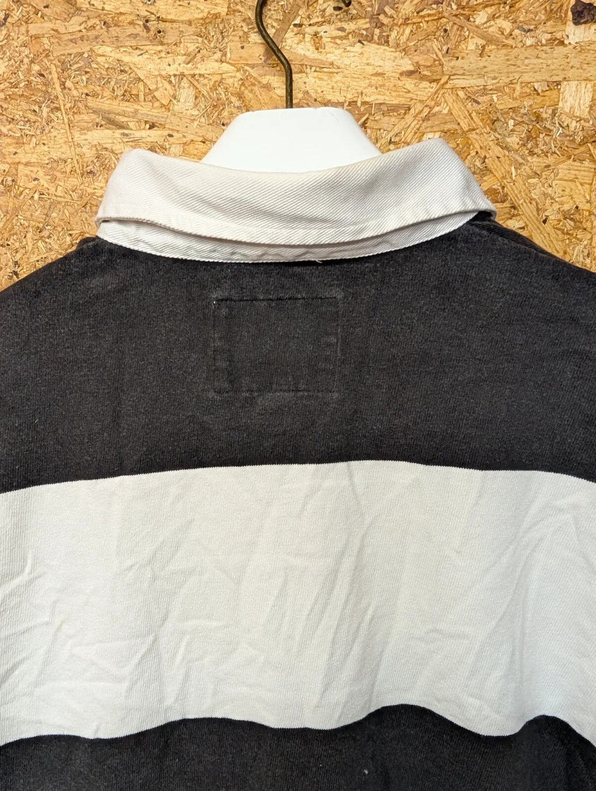 Vintage Barbarians Rugby Shirt Mens Medium Black White Stripe Cotton Traders 90s