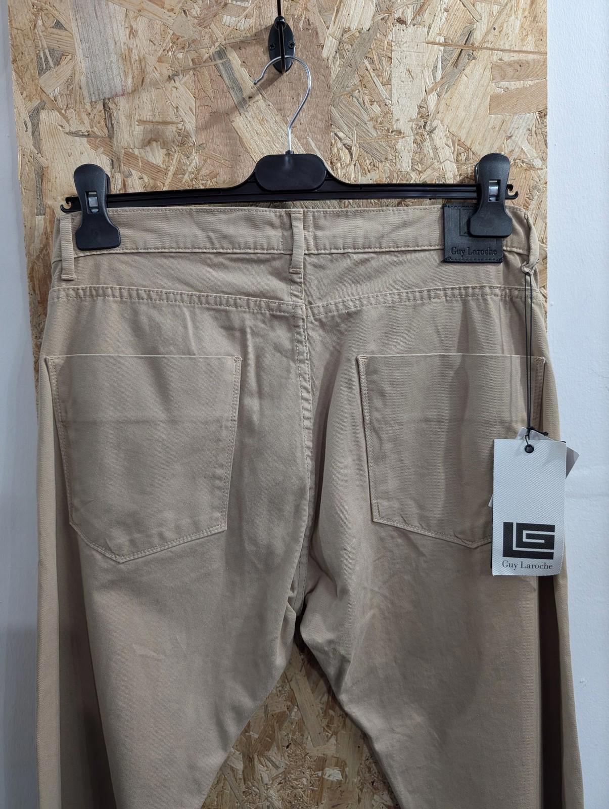 Guy Laroche Trousers W32 L36 Men Beige Chino Cotton Straight Leg Slim Fit New