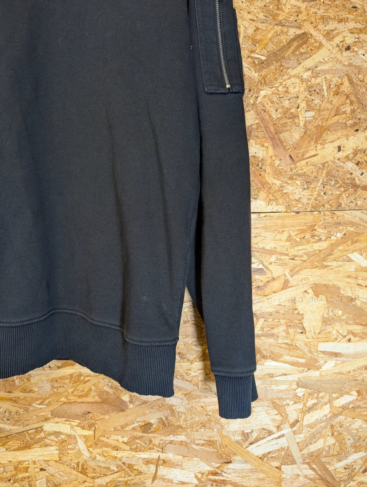 Alpha Industries Crewneck Sweatshirt Mens Black Cotton Logo Pullover Zip Pocket
