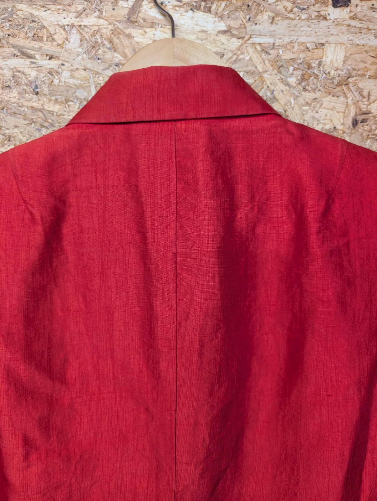 Vintage DKNY Silk Blazer Womens Size 6/8 Red Silk Long Sleeve Button Up 80s