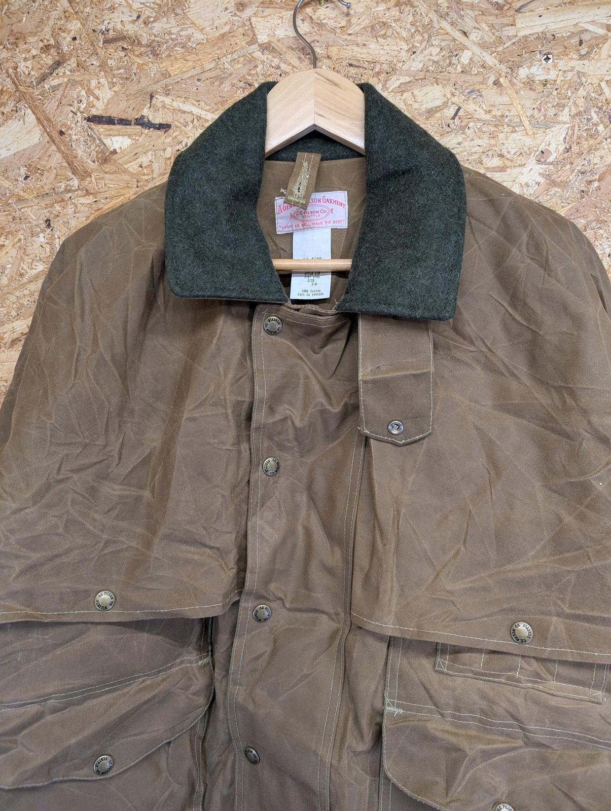 Filson Packer Tin Cloth Jacket Medium Men 61N Coat Wool Collar Wax Tan Brown