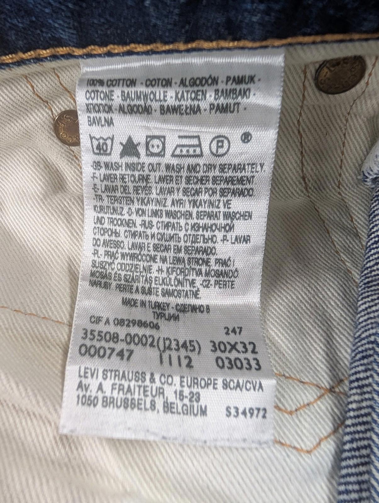 Levis 508 Jeans W30 L32 Men Selvedge Straight Slim Denim Blue Zip Fly Redline