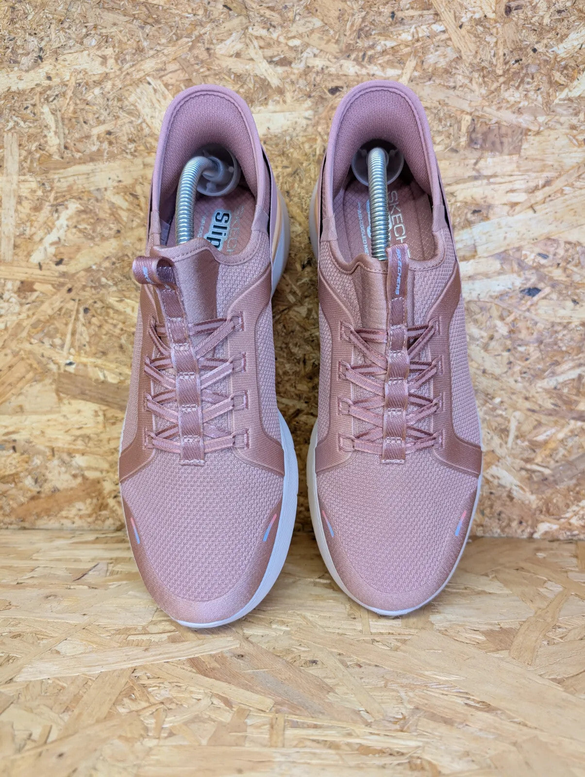 Skechers Slip Ins Trainers UK 8 EU 41 Pink Mesh Air Cooled Memory Foam Lace Gym
