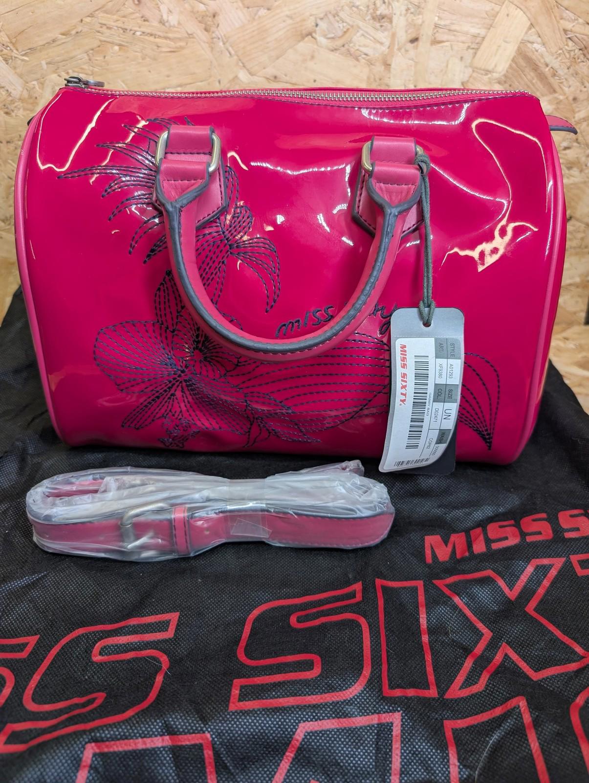 Miss Sixty Womens Holdall Weekend Bag Pink Floral Pattern Duffle Vintage Y2K PVC
