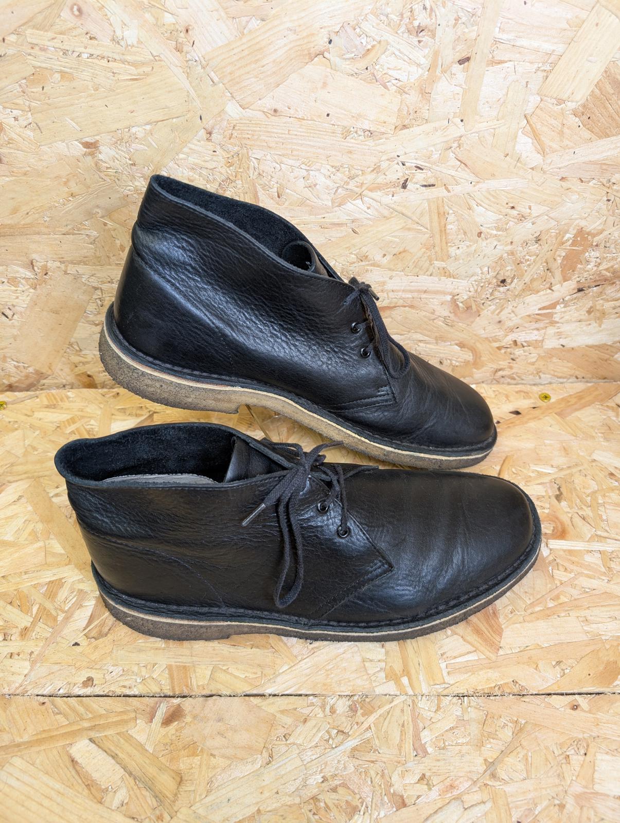 Clarks Desert Boots Black Full Grain Leather UK 8 EU 42 Lace Up Gum Sole