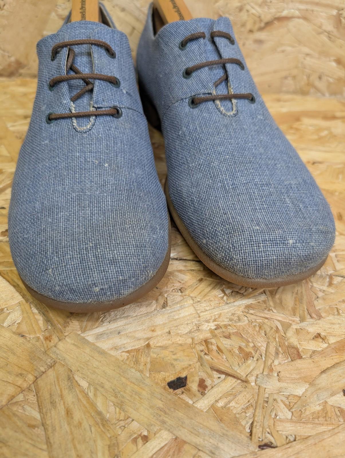 Shelly's Casual Mod Shoes Mens UK 8 Light Sky Blue Lace Up Canvas Oxford Vintage 90s