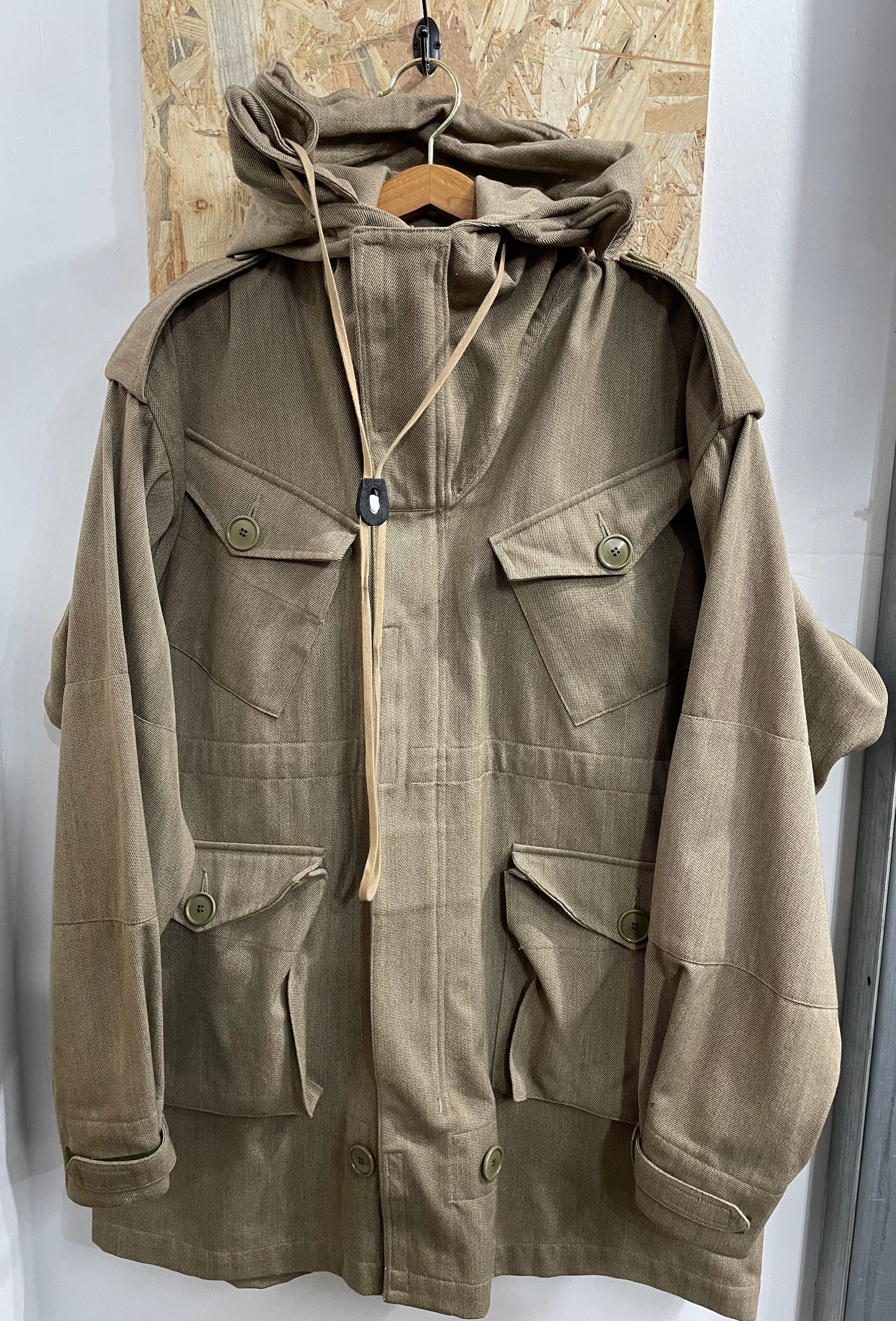 Nigel Cabourn Parka Anorak Waterproof Oatmeal Beige Full Zip Military 40 2XL