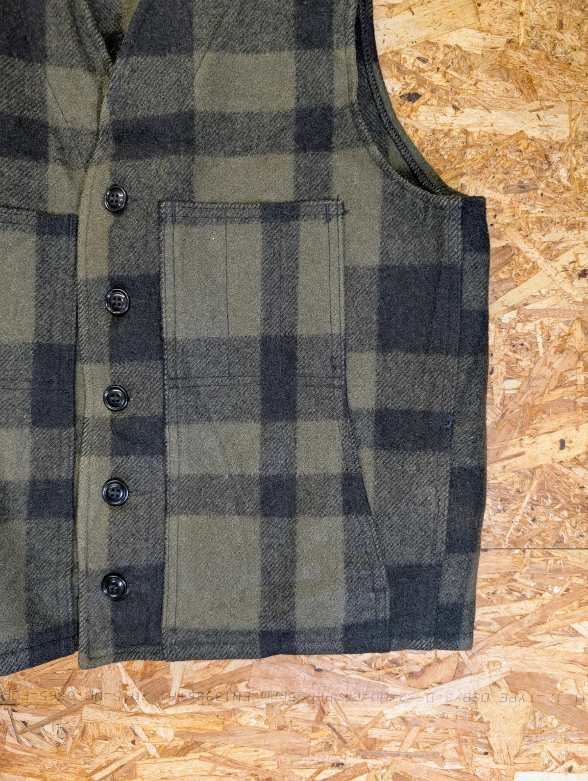 Filson Mackinaw Check Wool Vest Men Small 38 Green Black Gilet USA Pocket Plaid