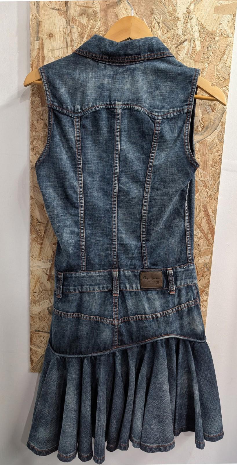 Pepe Jeans London Denim Sleeveless Dress Medium Washed Blue Y2K 2000 Jean Boho