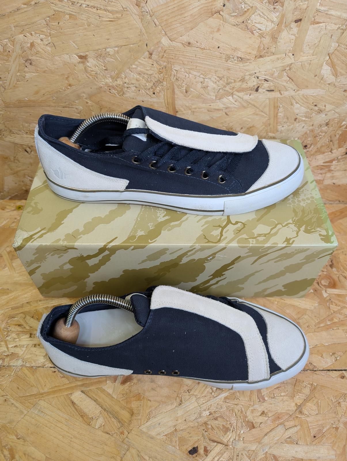 Maharishi Trainers UK 8 EU 42 Asym Day Shoes Low Suede Canvas Stone Navy Lace