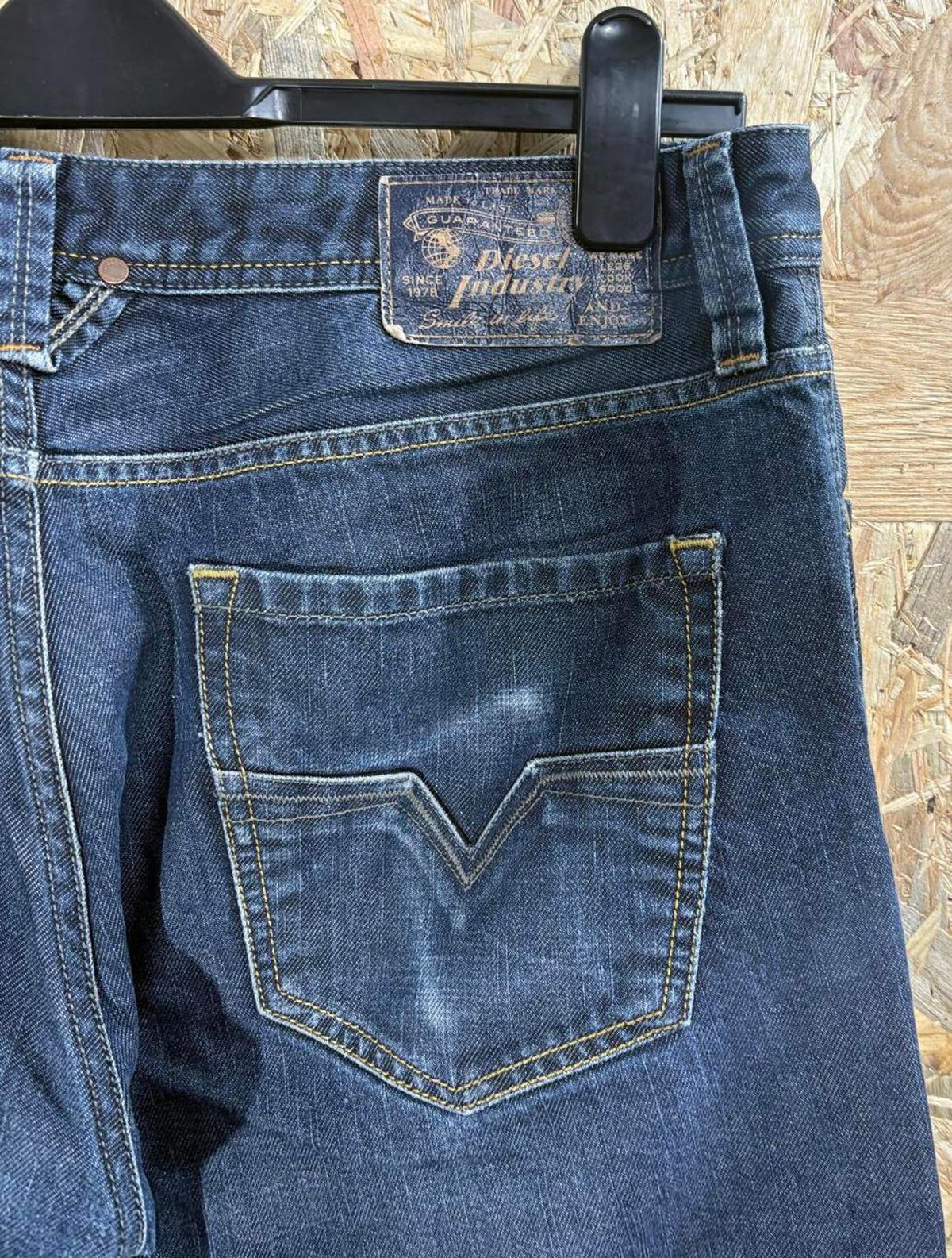 Diesel Larkee Jeans W34 L30 Rigid 008Z8 Navy Blue Regular Straight Italy Made