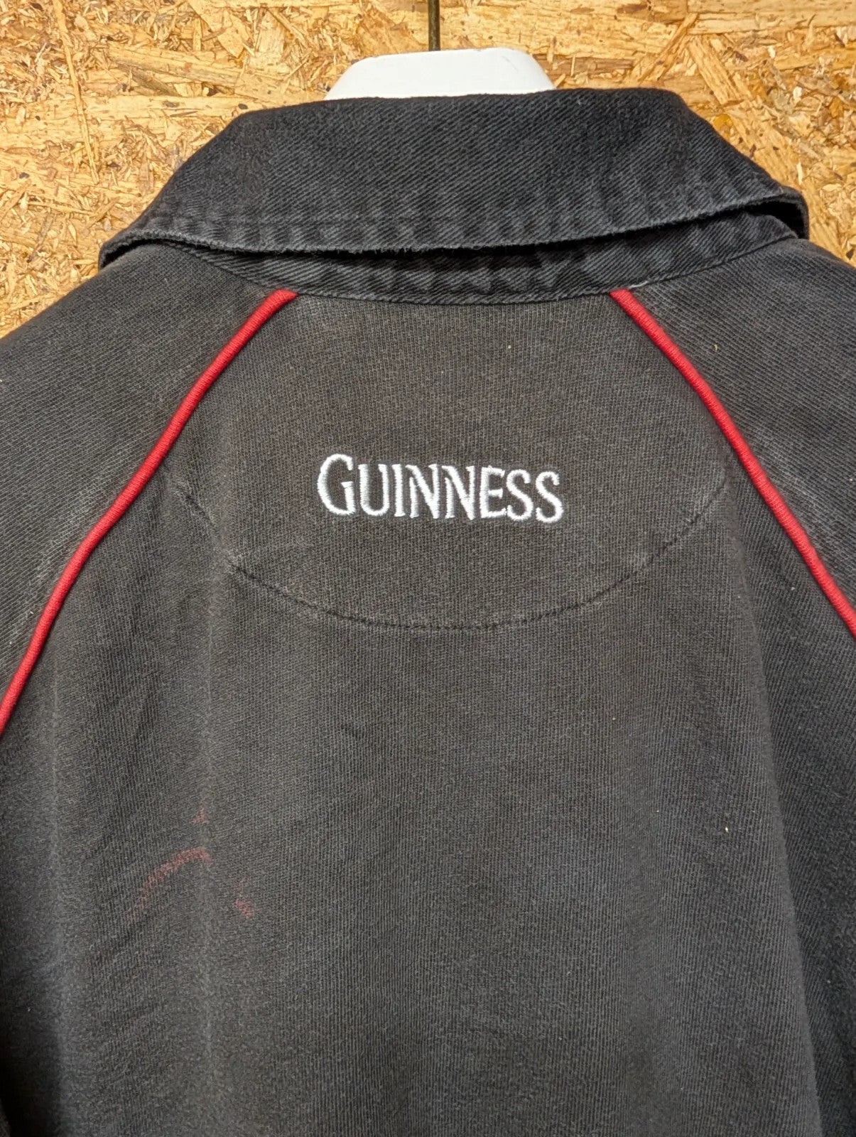 Vintage Guinness England Rugby Top Mens XL Black Cotton Embroidered Button 90s