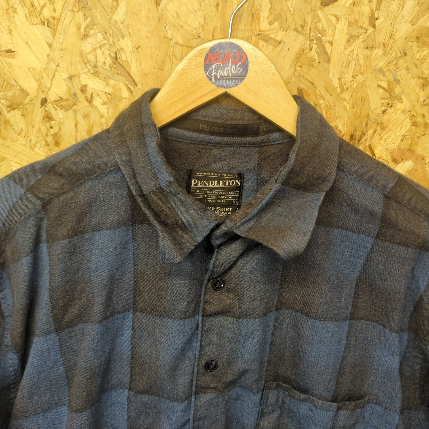 Pendleton Zephyr Heavy Duty Wool Over Shirt Jacket Blue Check Plaid XL