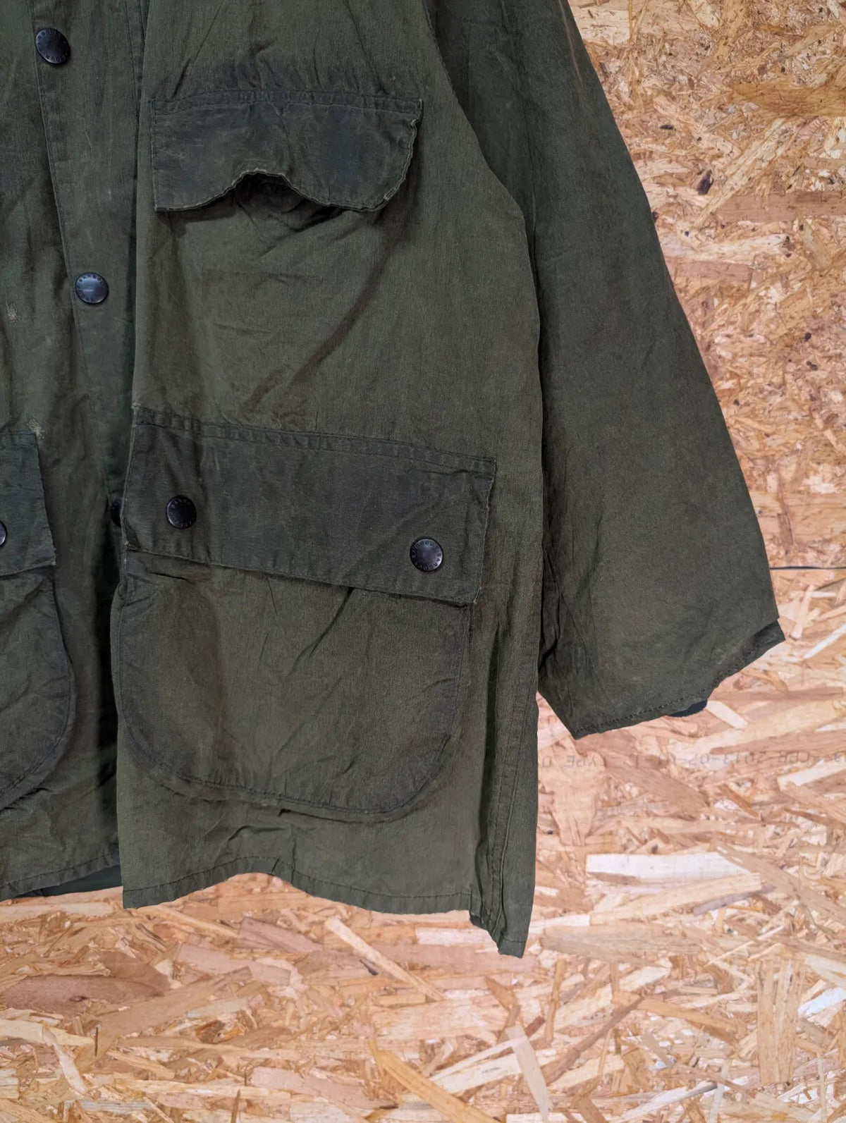 Barbour Bedale Jacket Medium 102cm 40in Olive Green Waxed Cotton Cord Collar Full