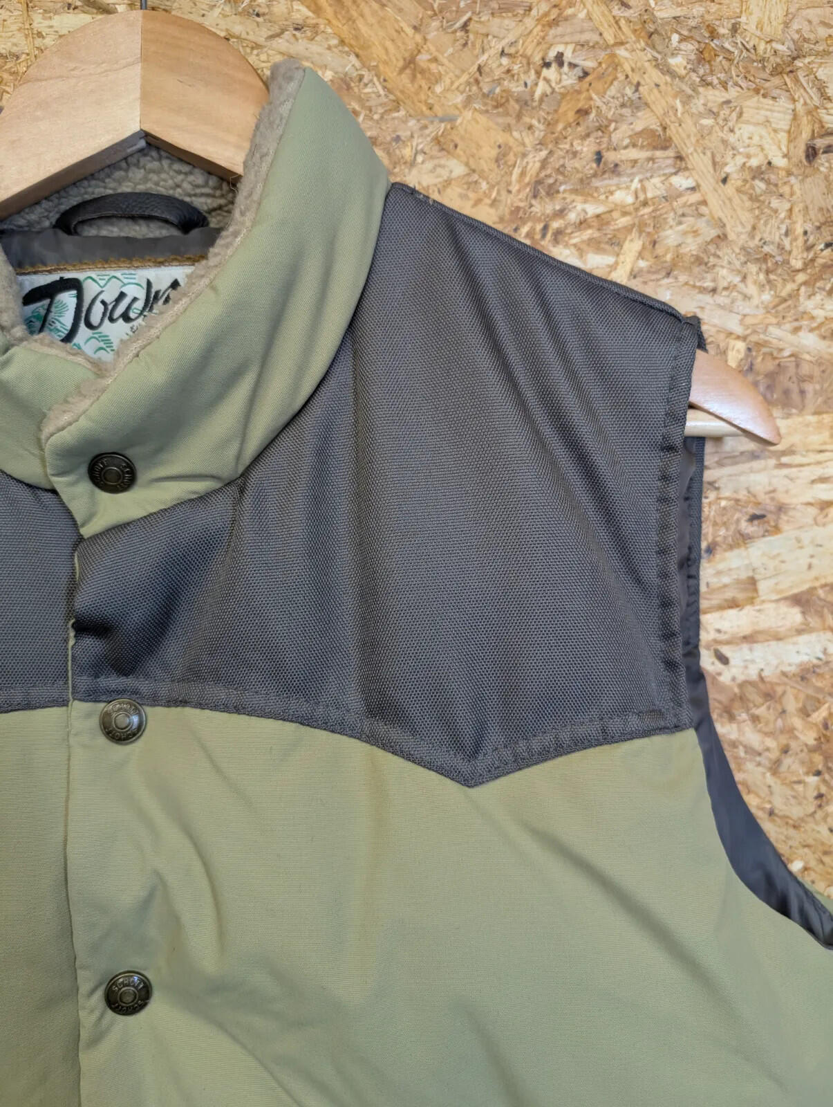 Down By Schott NYC Puffer Gilet Mens Medium Khaki Green Insulated USA Made Vest