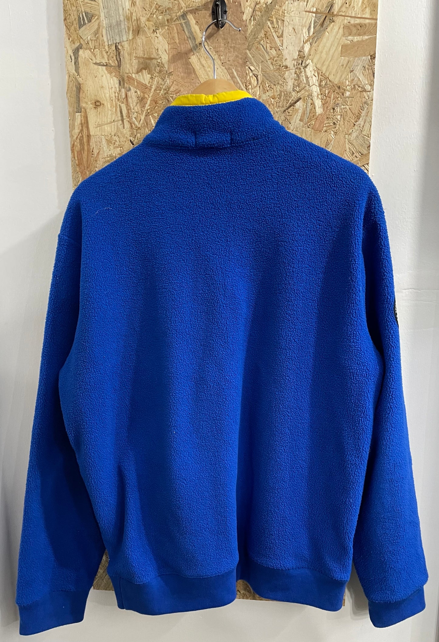 Ralph Lauren Polo Warm Fleece Pullover Jumper 1/4 Zip Blue Yellow Mens Large