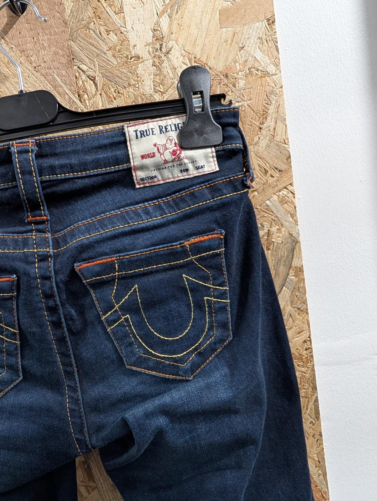 True Religion Women Jeans W25 L30 Navy Blue Straight Slim Leg Billie Denim