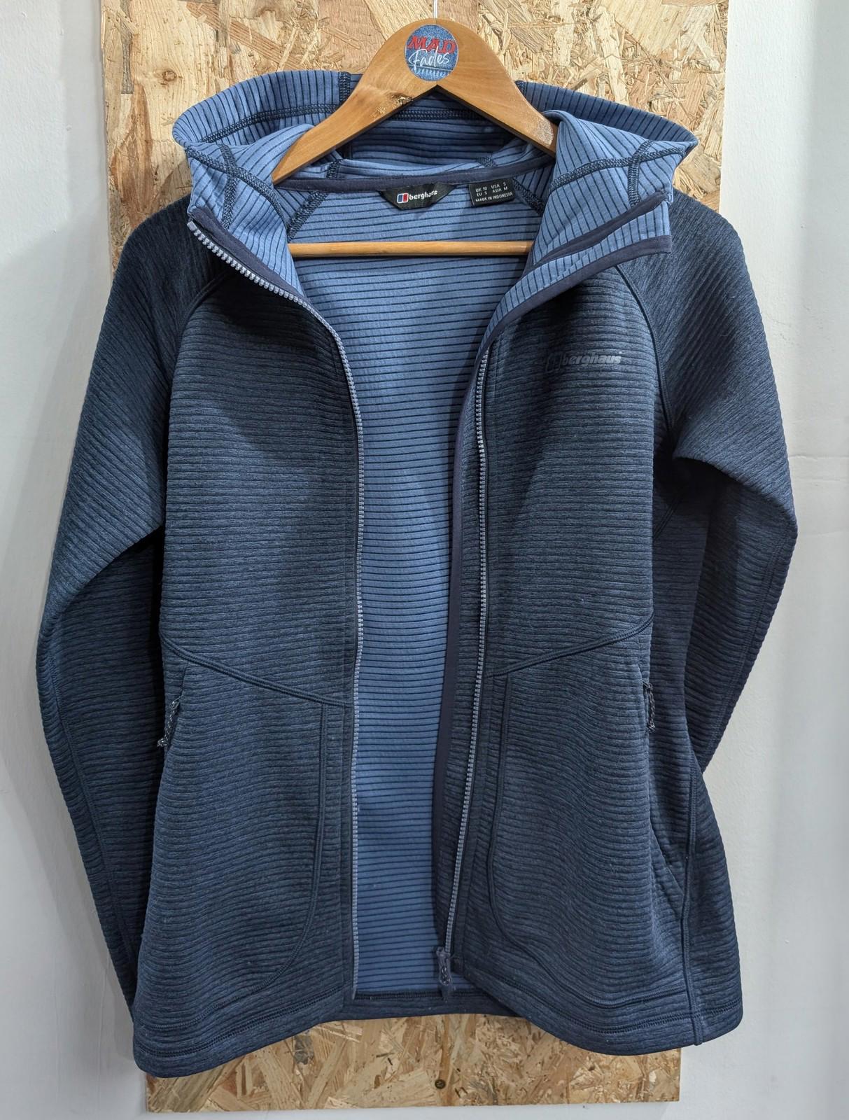 Berghaus Track Jacket UK 10 Women Activewear Mid-Length Blue Polyester Hooded