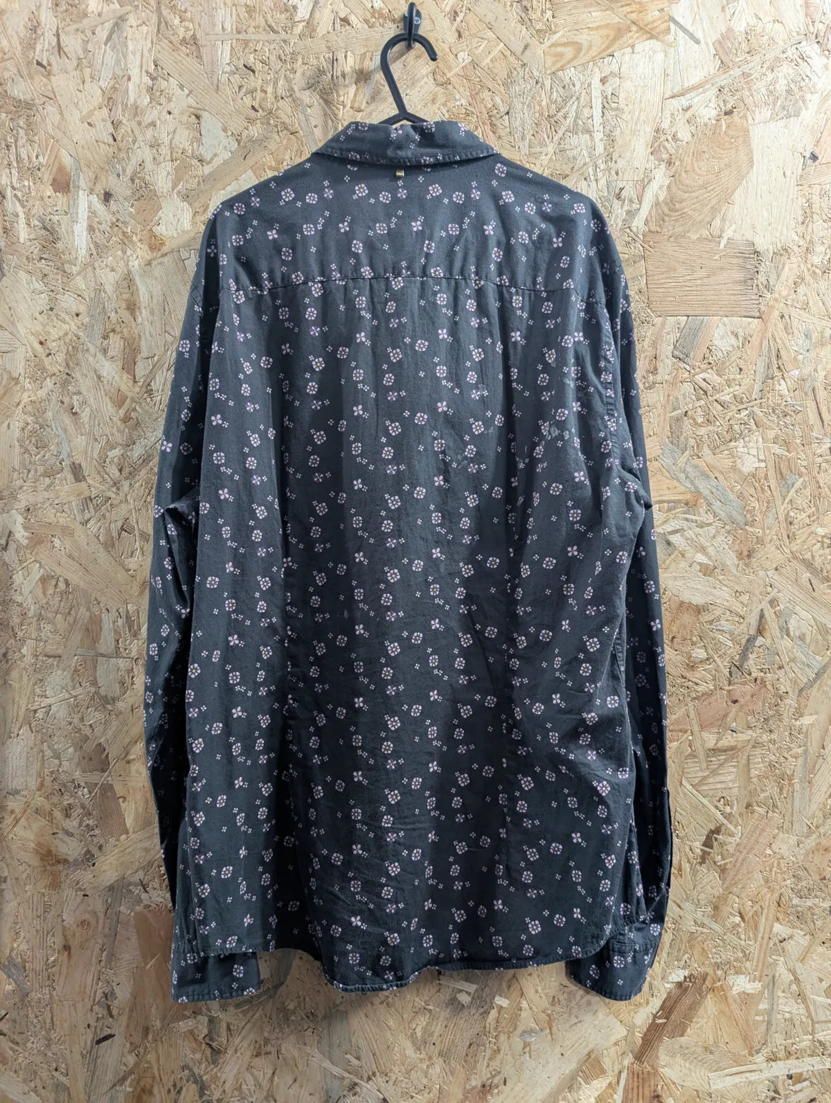 Pretty Green Shirt Men Large Black Floral Print Slim Fit Long Sleeve Button Down