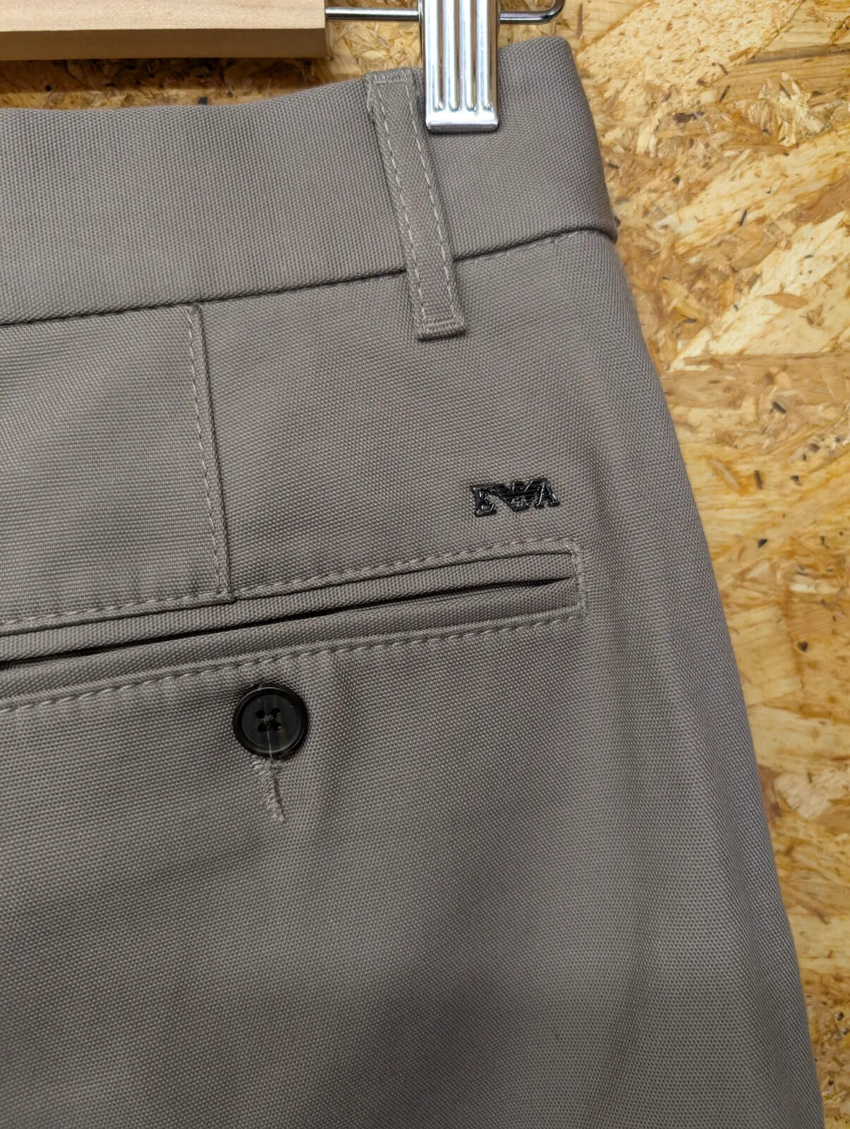 Emporio Armani Trousers Mens W30 L32 Beige Taupe Tailored Flat Formal Canvas