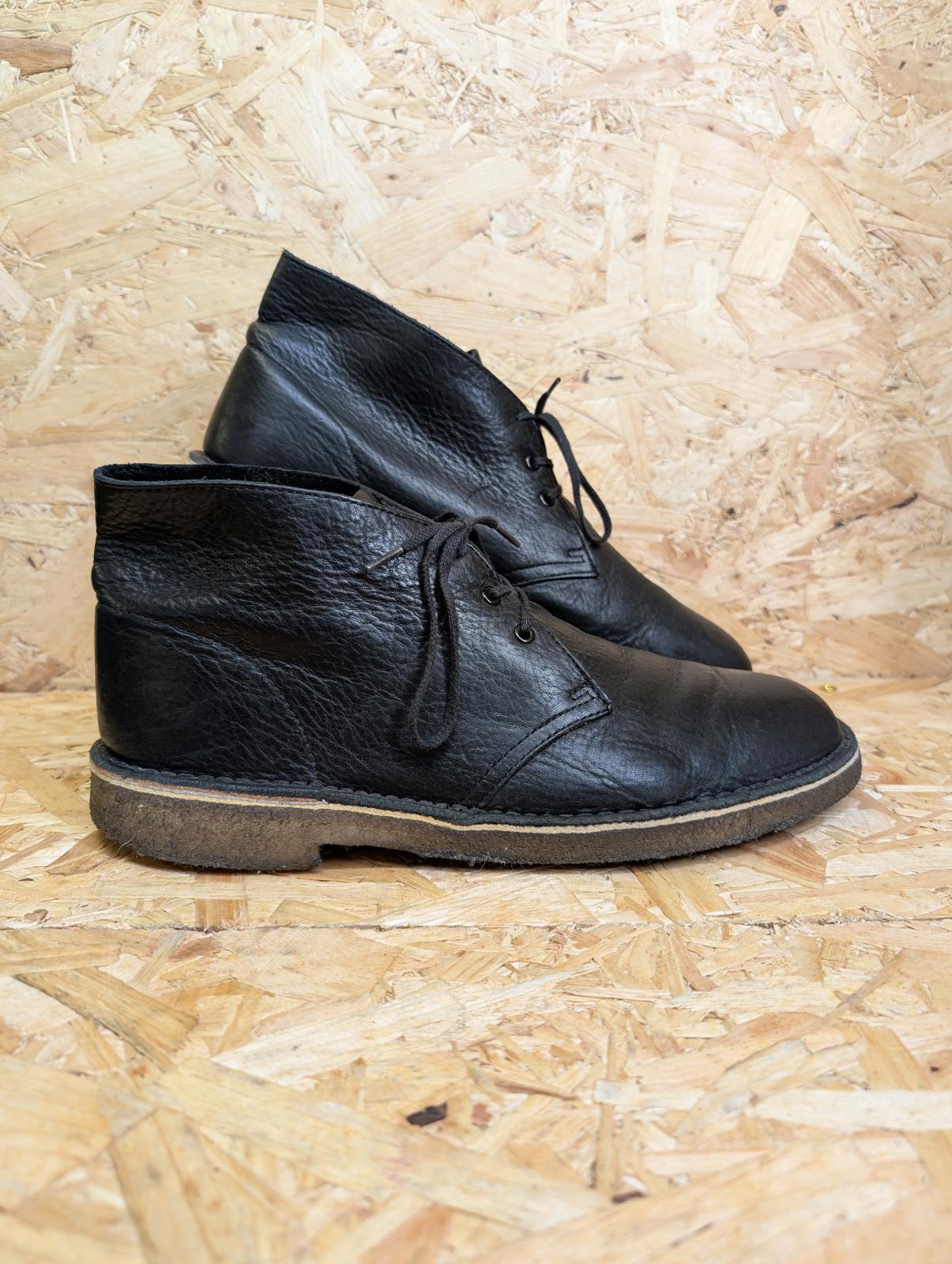 Clarks Desert Boots Black Full Grain Leather UK 8 EU 42 Lace Up Gum Sole