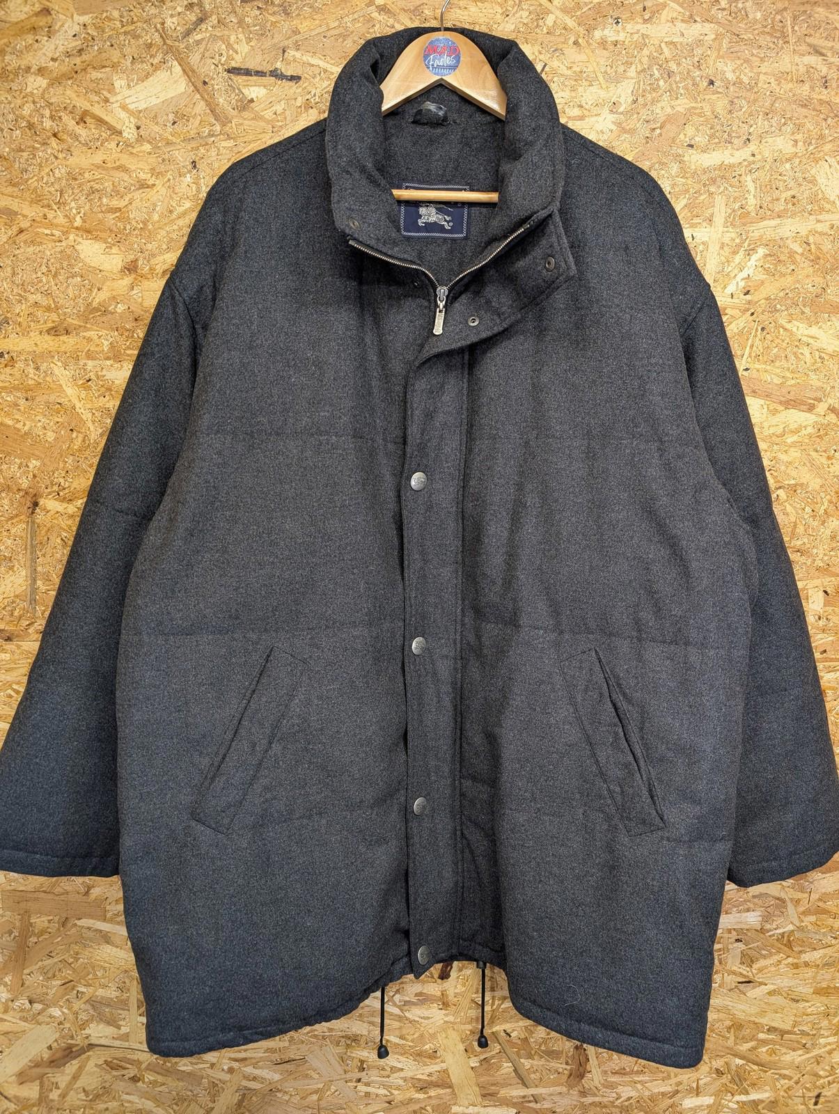 Burberry Puffer Jacket Size 3XL Men Grey Wool Blend Winter Coat Vintage 90s