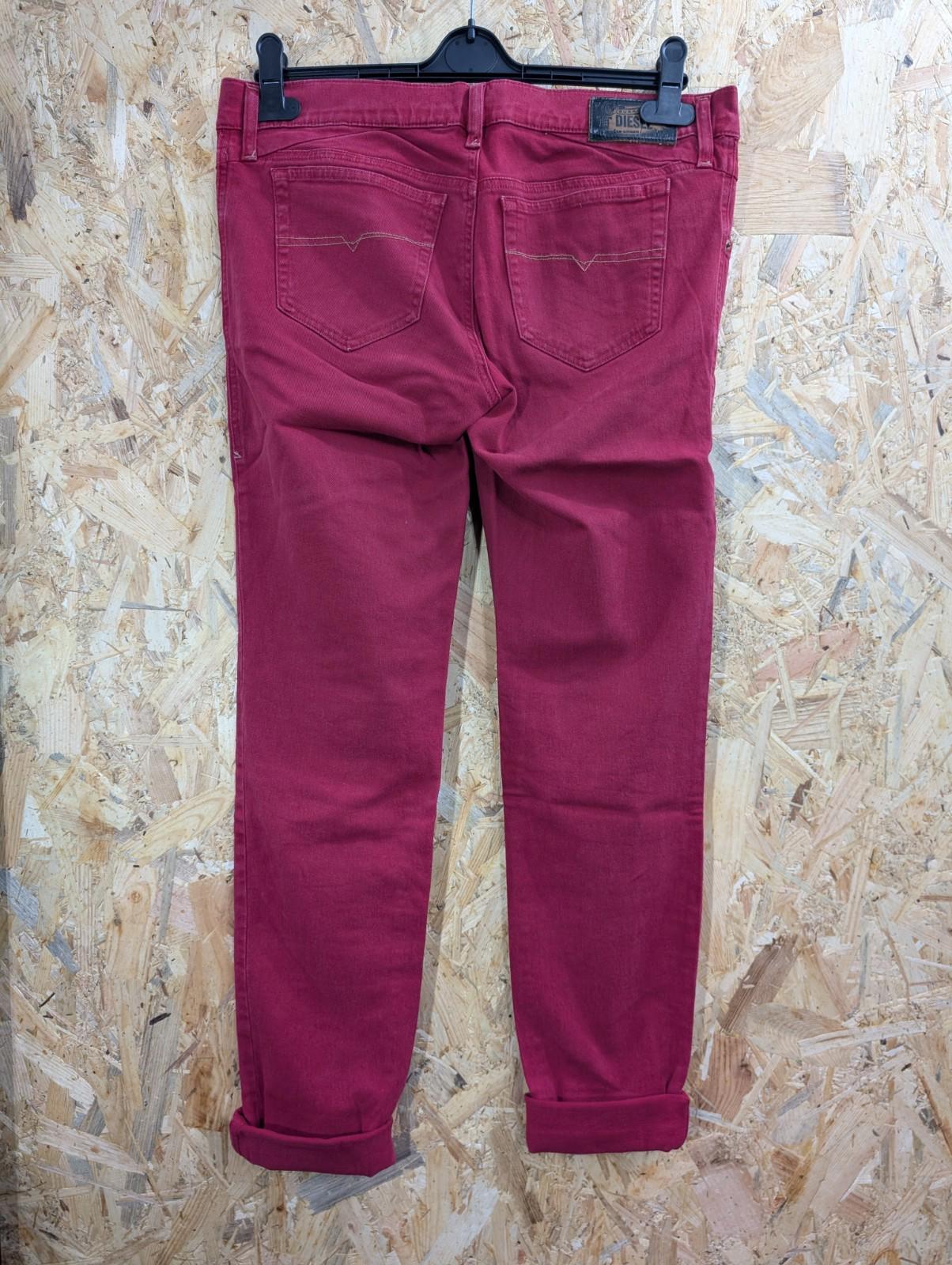 Diesel Getlegg Jeans W32 L37 Tall 0111C Red Slim Skinny Low Waist Stretch Denim