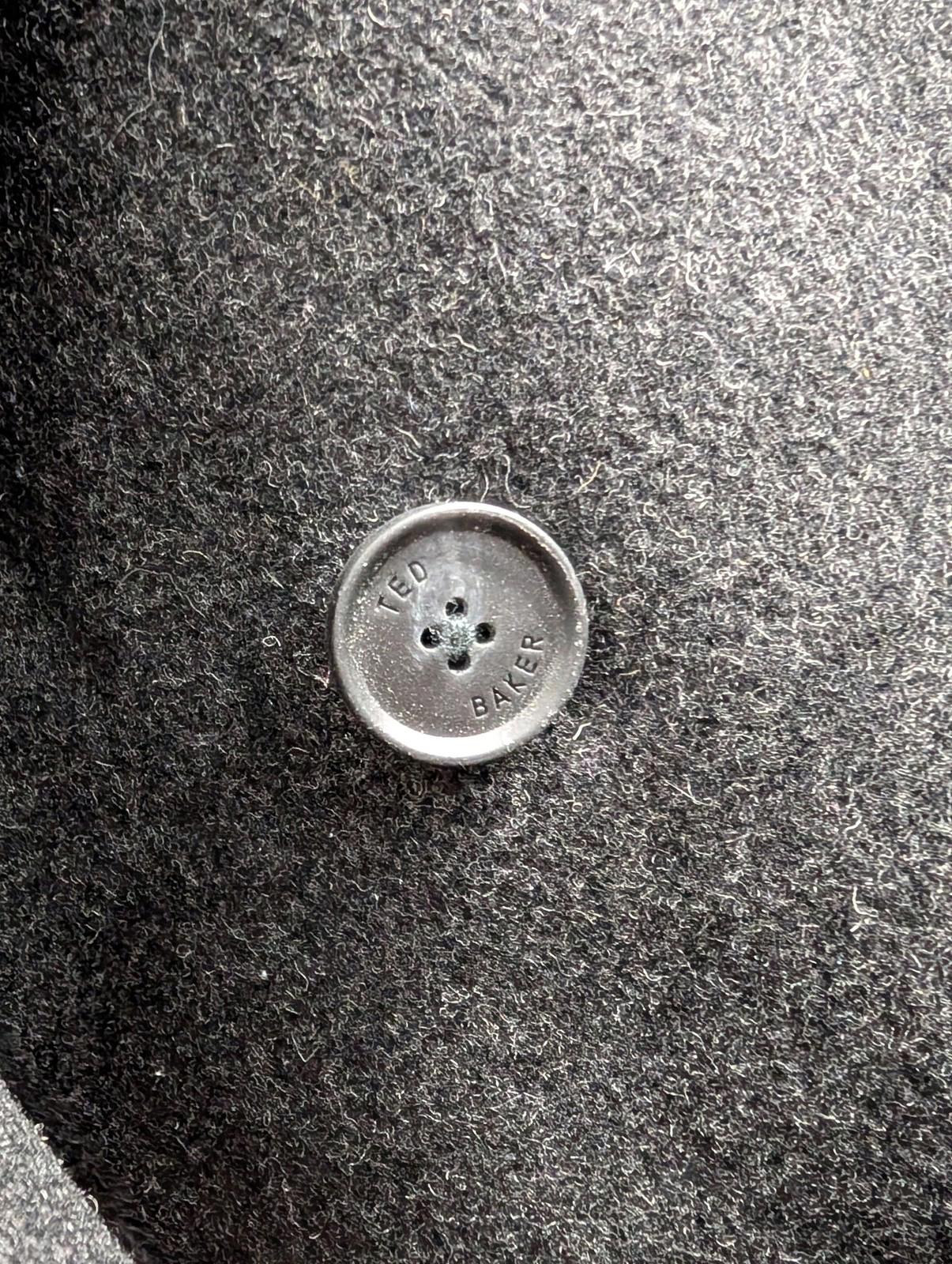 Ted Baker Pea Coat Mens Size 2 Wool Blend Double Breasted Charcoal Grey