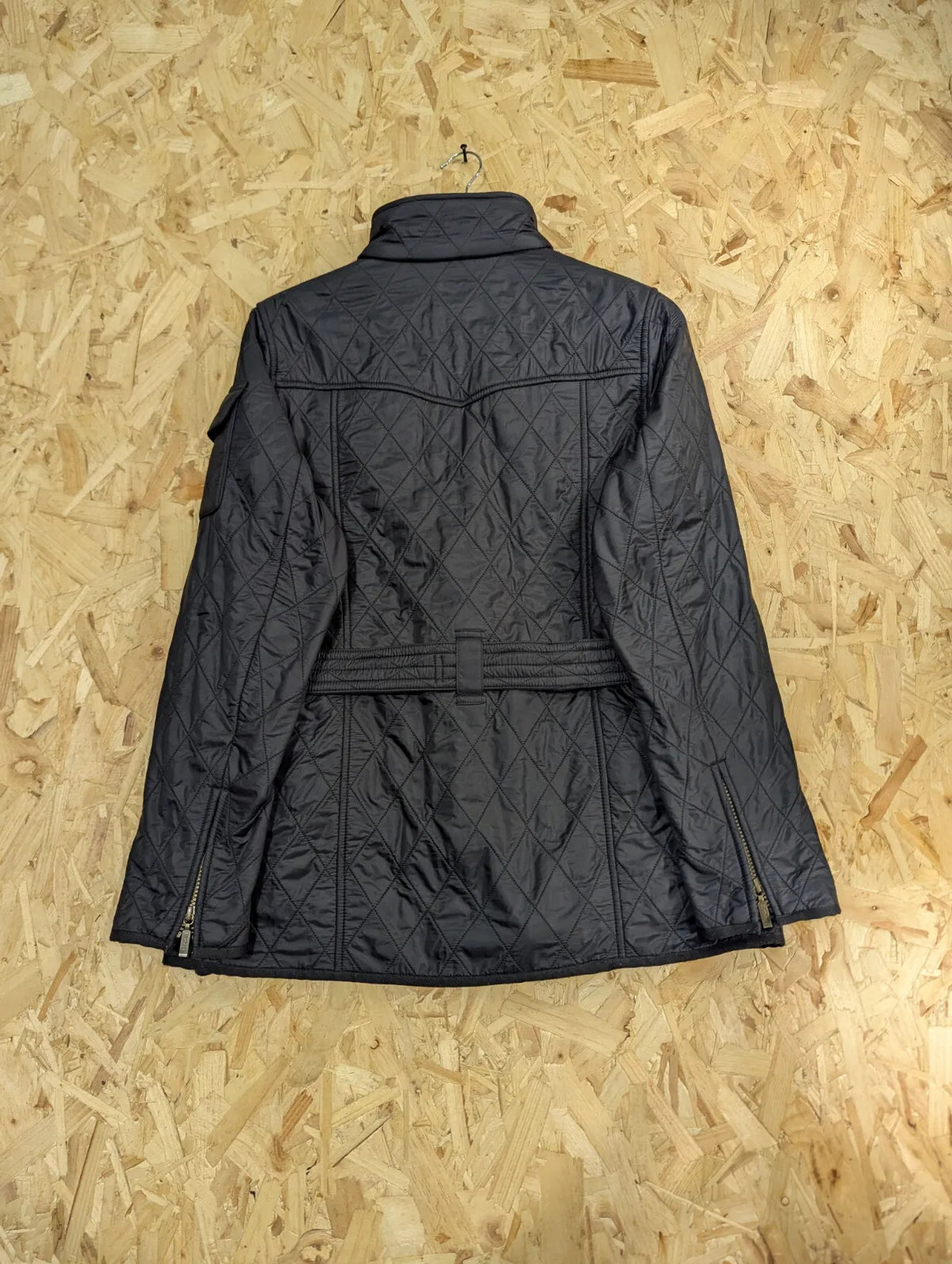 Barbour International Quilted Jacket Womens UK16 Black Polar Insulated Fleece