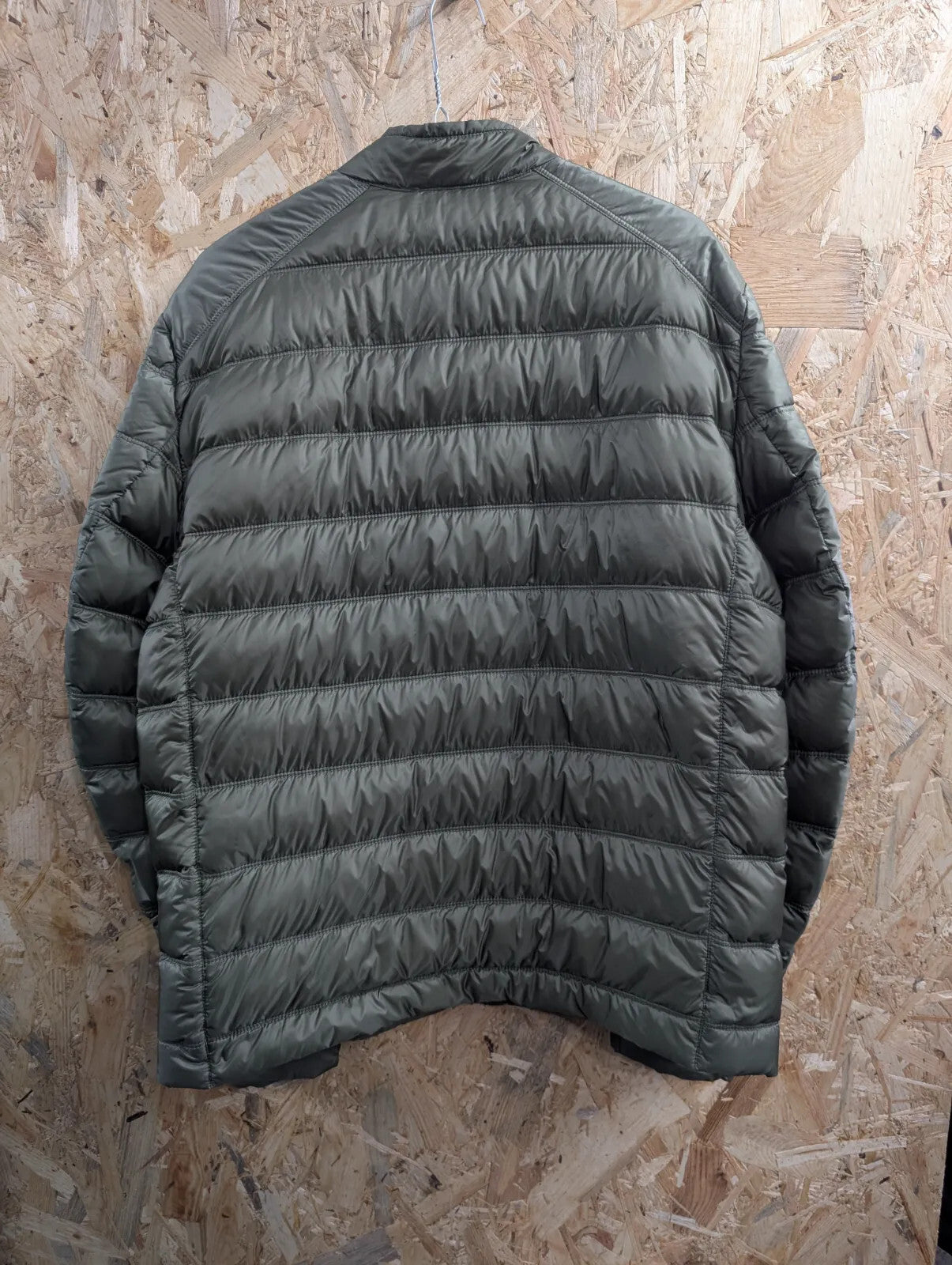 Belstaff Halewood Down Jacket Mens Medium Olive Green Down Feather Quilted