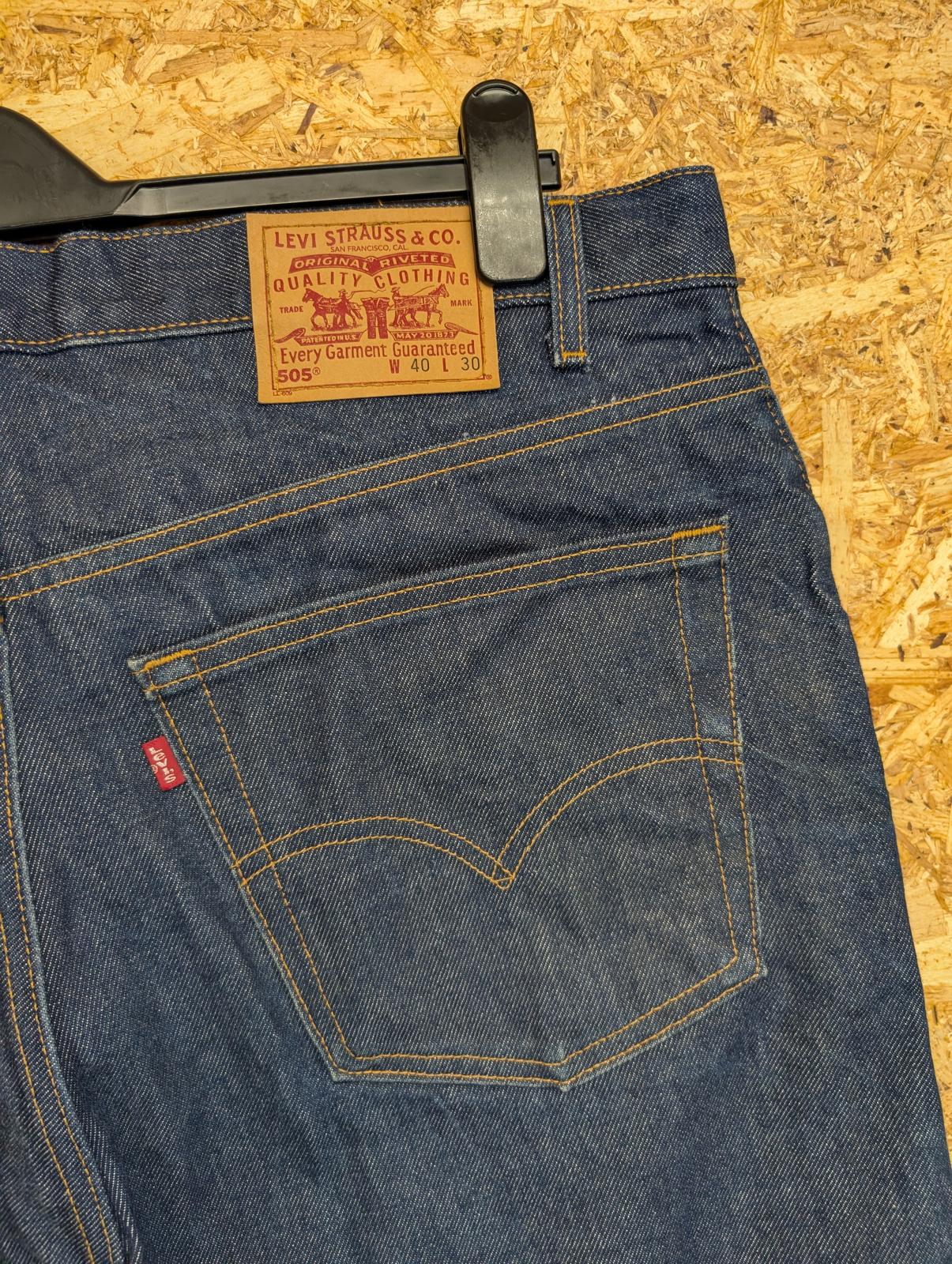 Levis 505 Jeans W40 L30 Made in USA Vintage 90s Rigid Blue Denim Straight Leg