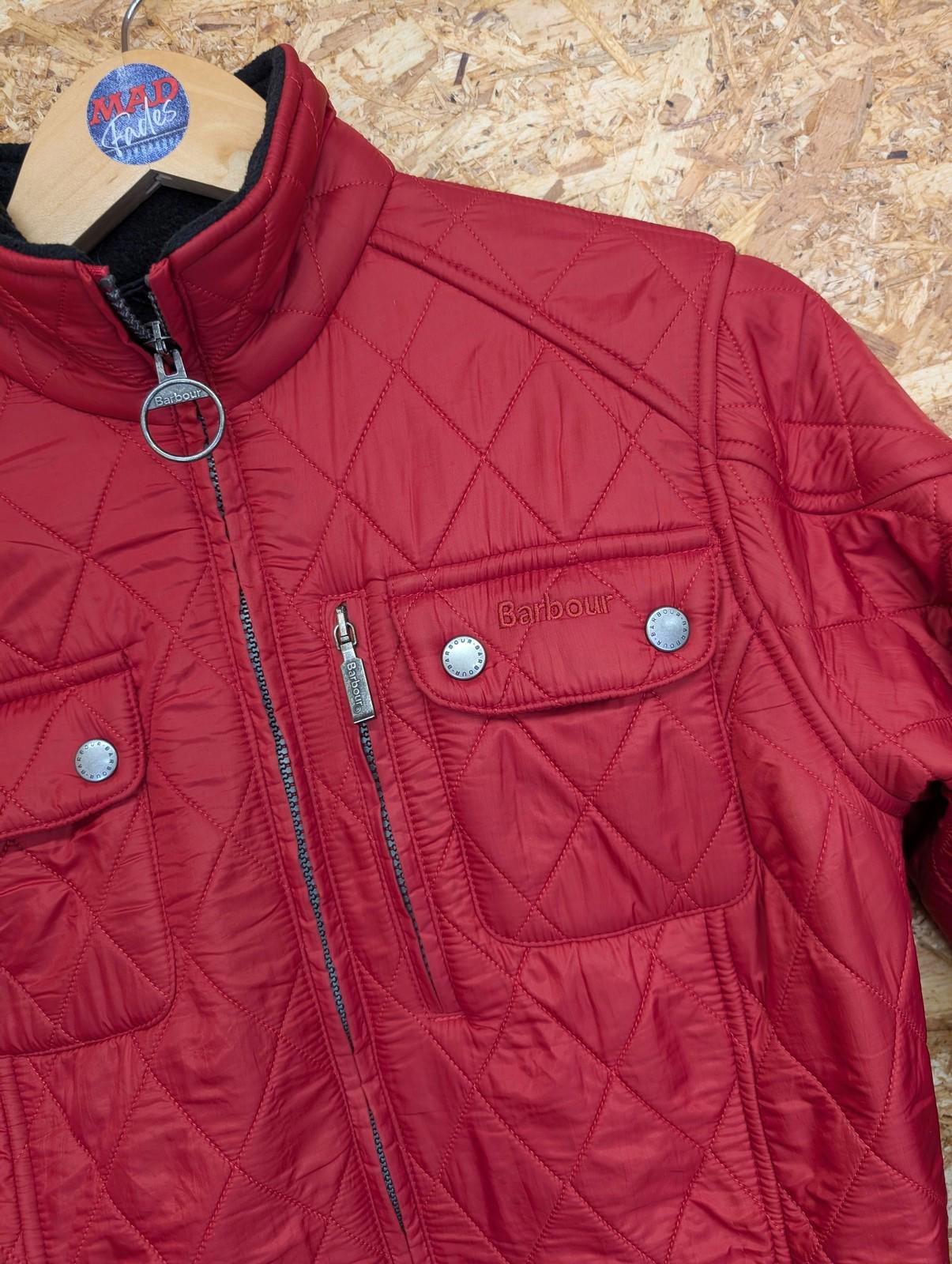 Barbour Trial Quilt Jacket UK 8 Women Full Zip Pockets Red Fleece Lined Padded