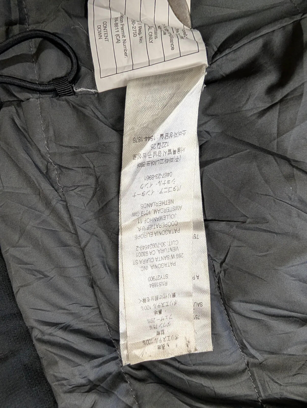 Patagonia Padded Jacket Mens Small Black Down Insulation Hooded Zip Pockets